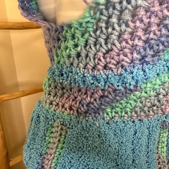 Multicolor Made by Hand Crochet Knit Women Top Small/Medium - Picture 4 of 7